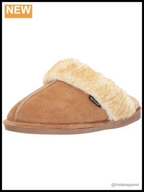 Leather Fleece Rubber Slipper Scuff Plush Pull-On No Heel Closed Toe